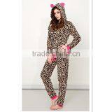 sexy leopard adult jumpsuit pajama hood with ear