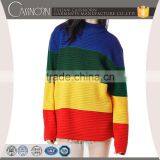 Oversize Drop Shoulder Sleeve Multi-color Block Pullover Knitted Crew Neck Pattern Sweater thumbnail-1