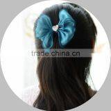 S17170A Wholesale Colorful Girl Kids Baby Handmade Organza Bow Hair Clips thumbnail-1