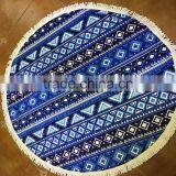 Alson Drop Shipping Round Beach Towel With Tassel Green&White &Blue Cotton Circle Beach Towels thumbnail-2