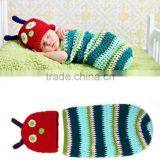 Photography Prop Crochet Baby Swaddle Cocoon Baby Sleeping Bag Knitted Baby Hat Photo Prop thumbnail-3