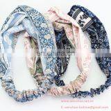 Rural Stripe Grid Floral Printed Fashion Joker Cross Hairband thumbnail-2