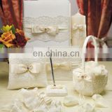 classic sweet bows decoration satin guest book/ Pen/ Cake Knift/ Sever/ Toasting Flutes Set wedding favor