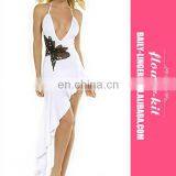 White Deep V Fashion Short Evening Dress for Women thumbnail-1