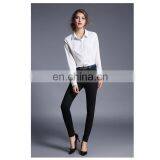 OEM Casual Fashion Women Shirts Long Sleeve White Striped Office Shirt thumbnail-2
