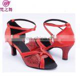 X-8014 Fashion Satin High Heel Women Sexy Red Latin Dance Shoes thumbnail-1