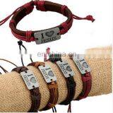 Handmade I Love Jesus Adjustable Leather Christian Bracelet Wholesale