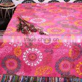 Decorative Kantha Gudri Indian Handmade Queen Bohemian Quilt Reversible Vintage Ethnic Art Bedding