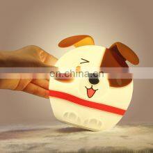 Newest Novelty Creative Bed Cute Cartoon Animal Children Baby Sleep Led Silicone Dog Shape Tap Night Light Lamp for Kids Room