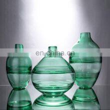 Modern Nordic Regular Shape Green Colored Crystal Glass Vase For Home Decoration