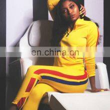 Custom Casual Sports 2-piece Striped Women's Sports Suit Wholesale Undershirt Home Jogging Suit thumbnail-3