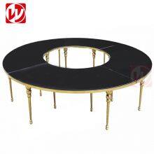 Dubai Luxury Wedding Rental Serpentine Table Gold Stainless Steel Glass Banquet Table thumbnail-4