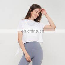 Lightweight Anti-Odor Short Sleeve Casual Breathable Crop Top Ladies Gym Fitness Sports Blouse Shirt Women Workout Exercise Wear thumbnail-4
