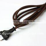 Brown Textile Braided Lamp Power Cord Plug
