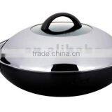 Aluminum healthy wok with two handle (combined lid)