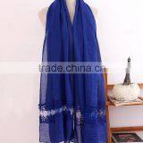 Wholesale New Plain Cotton Muslim Women Fashion Scarf Lace Hijab Quality Choice thumbnail-4