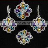 2015 Latest Design Popular Flower Shaped 925 Silver Wedding Jewelry Set
