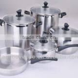 9 Pcs Bakelite Stainless Steel Cookware/Kitchenware Glass Lid