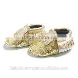 Gold Sequin Baby Moccasins,Leather Shoes,Sequin Baby Shoes Quality Choice thumbnail-1