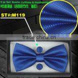 Bow Tie 100colors for Your Choice(3pcs Set Bowtie Cufflinks Handkerchief