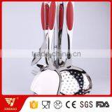 6 Pcs 3 MM Thick Cooking Utensil Set With Red Silicone Handle thumbnail-1