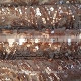 Best sell satin spangle gold sequins embroidery organza fabric design for party dress