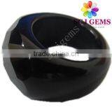 Faceted Onxy Semi Precious Gemstone Ring thumbnail-1