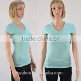 2016 Women's V Neck Pure Color Fitness T-shirts thumbnail-1