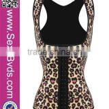 2016 Hot Sale Sexy Latex Sport Girdle Steel Boned Leopard Corset Waist Training Wholesale