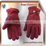 Burgundy Red Women Suede Leather Gloves