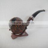 HGB-0332 Good Quality Engraved Wooden Smoking Pipe thumbnail-1
