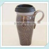 Coffee Travel Mug With Lid, Large Ceramic Commuter Mug With Handle, 24 oz Stoneware Coffee Mug thumbnail-3