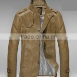 new mens casual fashion slim leather Coat
