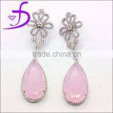 Newest Silver Post Big Stone Earring Silver Rose Stone Earring thumbnail-1