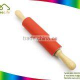Household Baking Tools Wooden Handle Stainless Steel Colorful Silicone Rolling Pin thumbnail-2