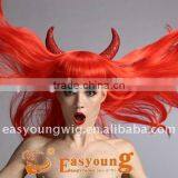 Wholesale Cheap Long Red Horn Synthetic Hair Party Wigs, Cosplay Witch Wigs thumbnail-4