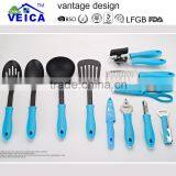 kitchen cooking tool set/utnesils and gadgets/nylon turner spoon ladle and stainless steel grater peeler scissor knife opener