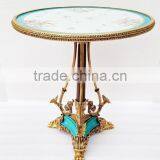 Elegant Dragonfly Design Porcelain With Brass Footed Fruit Basket, Floral Painting Blue Porcelian Fruit Bowl With Brass Handles thumbnail-4
