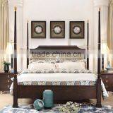 Chinese Style Bedroom Furniture Solid Wood Poster Bed Double Bed thumbnail-1