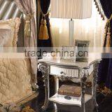 Antique Carved Flower and Leave Designed Leather Canopy Bed, Bisini Neoclassical Silver Foil Wooden Canopy Bed thumbnail-6