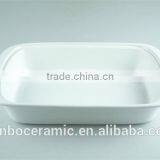 White Ceramic Rectangular Stoneware Bakeware, Porcelain Casserole Serving Dishes thumbnail-2