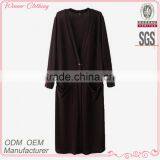 Latest Design Casual Fashion Long Sleeve v Neck Open Front Loose Fit Maxi Dress Muslimah thumbnail-1