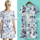HD-D155 New Look OEM Service Factory/ Blue and White Porcelin Women Dresses/ladies Dress thumbnail-1