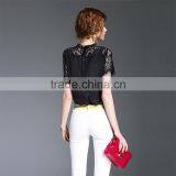 Maxnegio Short Sleeve New Fashion Lace Blouse Designs Korean Lace Top thumbnail-3