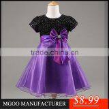 MGOO New Arrival Cheap Price Orangza Red Flowers Girl Dress Bow Shinning Baby Dancing Dress MGT027-2 thumbnail-3