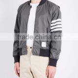 2017 New Design Stripe Print Grey Bomber Jacket 100% Polyester Shell Size Medium Custom Label Sports Jacket With Mesh Lining thumbnail-5