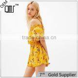 Best Sell Thin Collect and High Waist Floral Off-shoulder Jumpsuit thumbnail-1