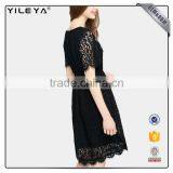 Women Casual Crochet Black Elegant Floral and Lace Dress Designs,ladies New Model Dress & Ladies Fashion Lace Patchwork Dresses thumbnail-2