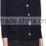 High Quality Long Sleeve Pleated Knit Wool Cardigan With Buttons Closure at Front thumbnail-2