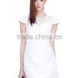 Girls Solid Color White Fashion High Quality Hollow Out Jacquard Dress Manufacturer in Guangzhou thumbnail-1